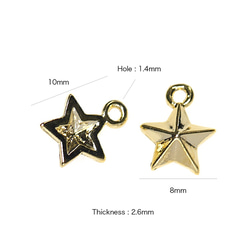 再次上架【4件】3D Petit Twinkle Star光澤金色魅力搭配星星圖案，吊墜 第4張的照片