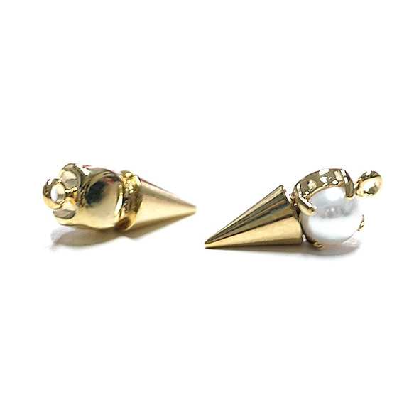 再次上架【2件】約6毫米珍珠！立體三角裝飾的金色魅力，配件 第3張的照片