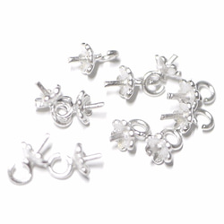 【10個入り】Petit Flower umbrellaマッドシルバーピートン、パーツ 4枚目の画像