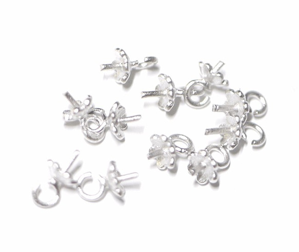 【10個入り】Petit Flower umbrellaマッドシルバーピートン、パーツ 4枚目の画像