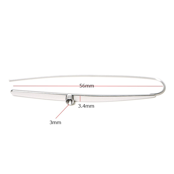 新作【1雙】約56毫米長款超薄設計泥銀鉤耳環，配件 第4張的照片