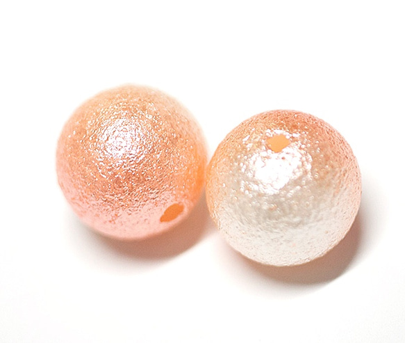 【新作15個入り】両穴（貫通）パールPeach&Cream whiteコットンパール10mm 2枚目の画像