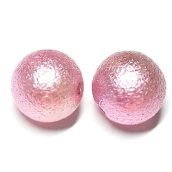 [15件]雙孔（穿透）珍珠蘭花粉色和紫色棉珍珠風格10毫米 第2張的照片