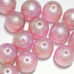 [15件]雙孔（穿透）珍珠蘭花粉色和紫色棉珍珠風格10毫米 第4張的照片