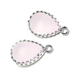 新[2片]玻璃淡粉色淡粉色顏色水滴形銀魅，份 第2張的照片