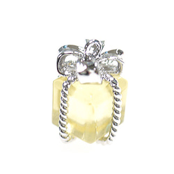 [2 件] P1787L 檸檬色玻璃珠寶盒中型銀色吊飾 第2張的照片