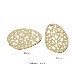 再次上架[2件]大！光澤金26毫米不規則橢圓鏤空飾物 第3張的照片