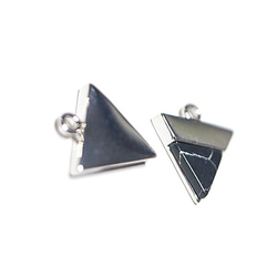 [2件] 1項-天然石方鈉石風格的三角形銀飾，零件 第3張的照片