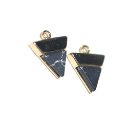 [2件] 1項-天然石方鈉石風格的三角形金飾，零件 第2張的照片