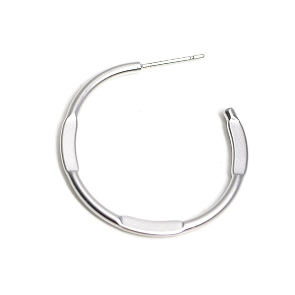 全新[1對]鈦芯！ 30毫米上下設計啞光銀圈形耳環，零件 第3張的照片