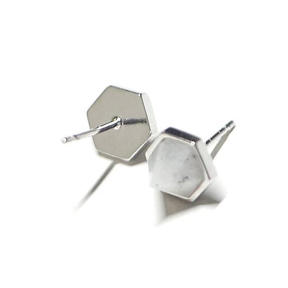【二（一對）SV925沖壓！立體三角形 - 天然石材拉長（Labradrite）銀耳環 第3張的照片