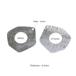 新作【4個入り】質感あるシルバー！不規則な六角形チャーム、パーツ 3枚目の画像