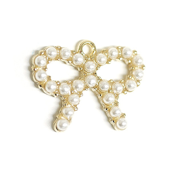 銷售【2件】珍珠絲帶珍珠金魅力，零件 第3張的照片