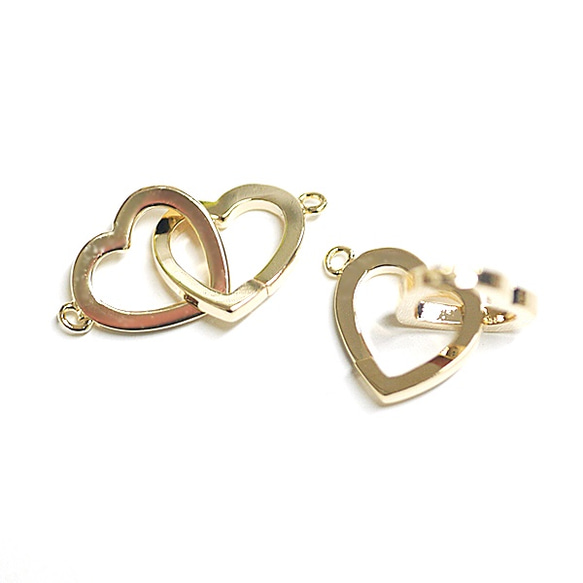 再次上架[1] Duo Heart開口式心形黃金連接器，吊飾 第2張的照片