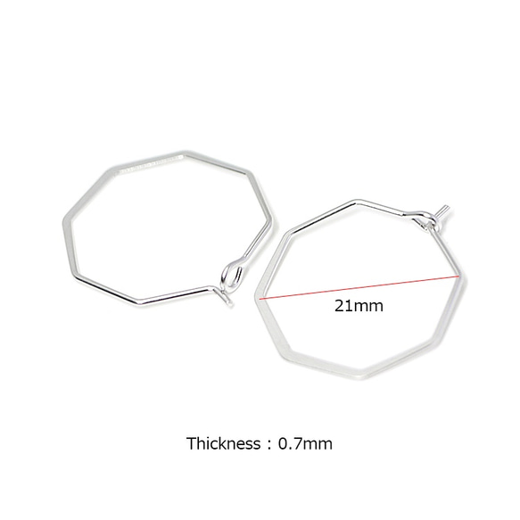 再次上架 [2 件] 啞光銀色 Sharp Hexagon 六角耳環 掛鉤、零件 第4張的照片