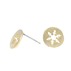 出售[1對] 925芯！ 925純銀耳環，飾以瘋金幣形狀的雪花圖案 第1張的照片