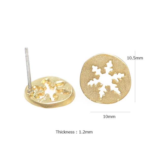 出售[1對] 925芯！ 925純銀耳環，飾以瘋金幣形狀的雪花圖案 第3張的照片