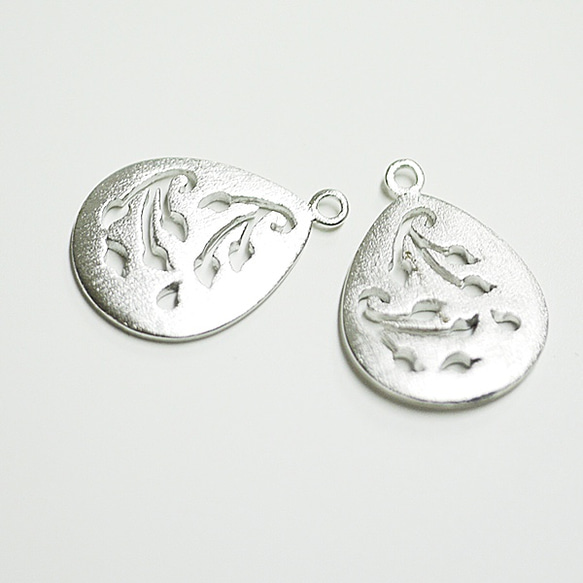 新作品 [2 件] 法式風格圖案 ~ feuille Tears Textured silver charms, parts 第1張的照片