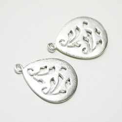 新作品 [2 件] 法式風格圖案 ~ feuille Tears Textured silver charms, parts 第3張的照片