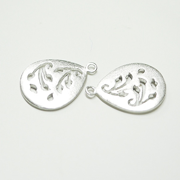 新作品 [2 件] 法式風格圖案 ~ feuille Tears Textured silver charms, parts 第4張的照片