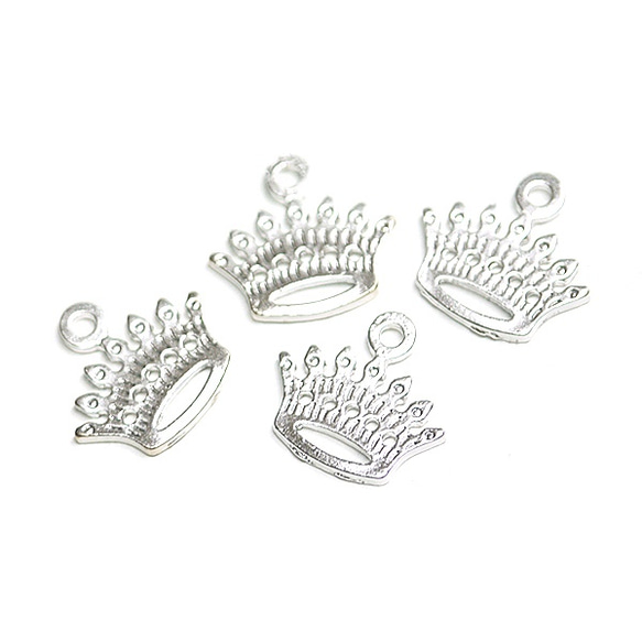 SALE【4件】Crown Crown Motif Mad Silver Charm，零件 第1張的照片