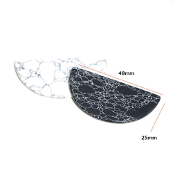 再次上架 [2 件] 約 25 x 48 毫米白色大理石風格半圓形，帶兩個孔！魅力 第4張的照片