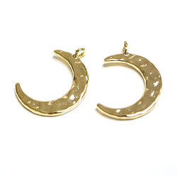 再次上架 [2 件] Uneven Moon (MOON) Motif Medium Gold Charm NF 第1張的照片