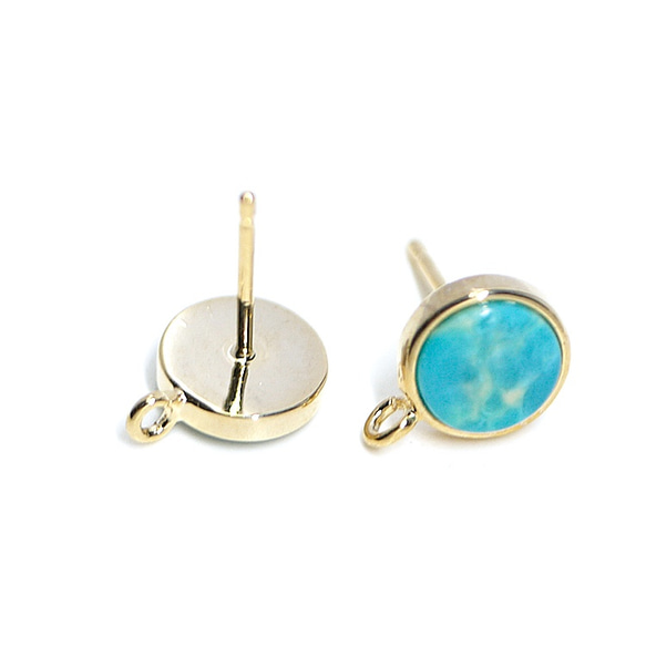 出售[1對] SV925蓋芯！ 8毫米圓形海洋藍色Glassg金罐耳環，零件 第3張的照片
