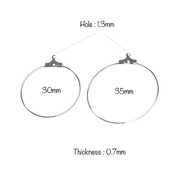 嘗試[4件]由精緻耐用的黃銅製成！ 30mm和35mm圓形！銀色魅力，零件 第1張的照片