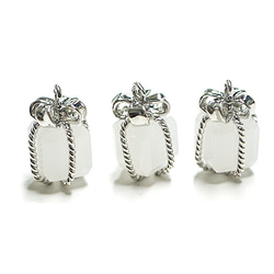 新作品[2件]玻璃白色Petit Jewel盒銀色魅力，零件 第1張的照片