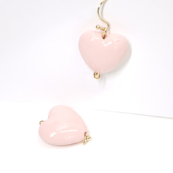 新品【2件】淺粉色心形金吊飾 第1張的照片