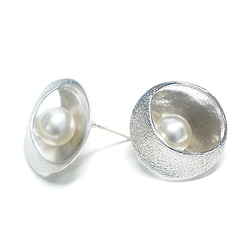 限制[1對] 925刻芯！超大圓和珍珠銀罐用925銀耳環核心，零部件 第2張的照片