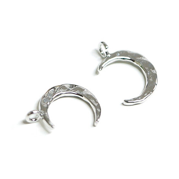 再次上架 [2 件] Uneven Petit Moon Motif Glossy Silver Charm NF 第2張的照片