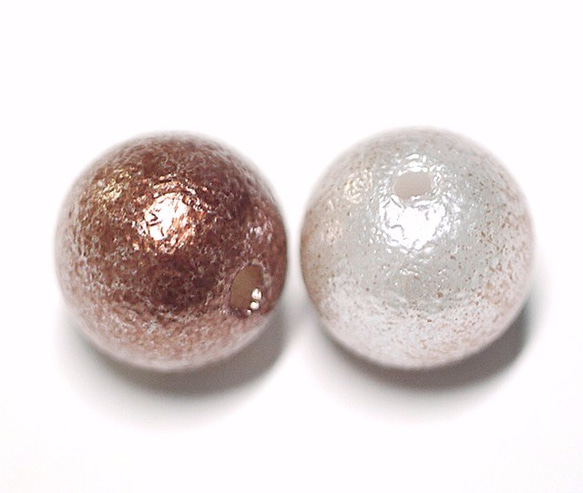 [15件]兩孔（穿透力）珍珠栗色棕色和白色棉珍珠風格10毫米 第2張的照片