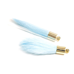 再次上架 [2 件] Real Mink Fur French Blue French Blue Color Gold Capp 第3張的照片