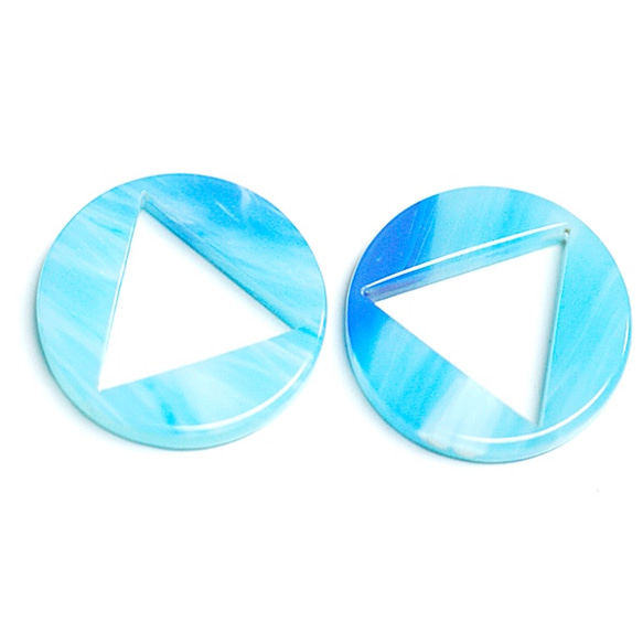 SALE【4件】Aqua＆Blue Collar Round！纖維素（乙酰纖維素）樹脂部件 第3張的照片