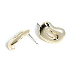 abe05【1對】鈦芯！可愛的圓形設計耳環和閃亮的金戒指、零件 第1張的照片