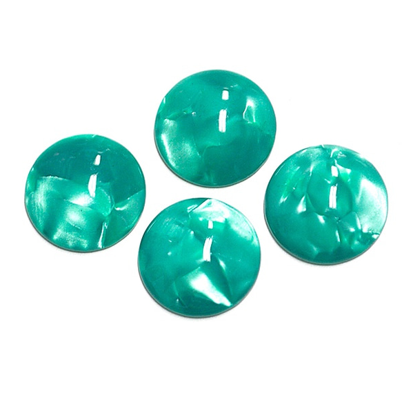 SALE [4件] Royal Green Jade彩色14mm半球形凸圓形，珠子，零件 第1張的照片