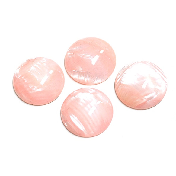 SALE【4件】法國粉紅玉領14毫米半球形凸圓珠，珠子，零件 第1張的照片