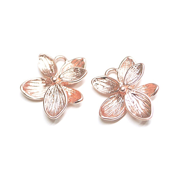 再次上架 [2 件] 夏威夷花泥粉紅金戒指吊飾，零件/p2626-2 第1張的照片