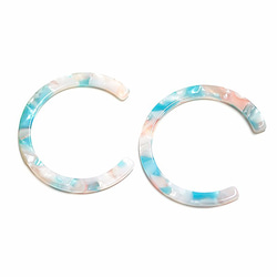 SALE【4件】Aqua＆Pink Color Curve！纖維素（乙酰纖維素）樹脂部件 第3張的照片