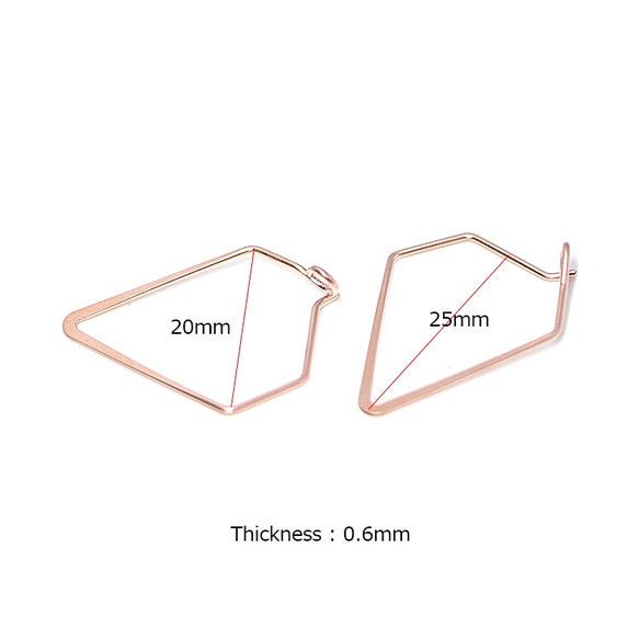 再次上架 [2 件] 啞光玫瑰金尖三角三角耳環掛鉤、零件 第4張的照片