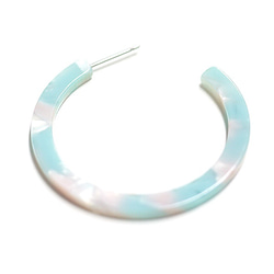 SALE [1對]淡藍色和粉紅色鈦核圈形耳環，零件018 第2張的照片