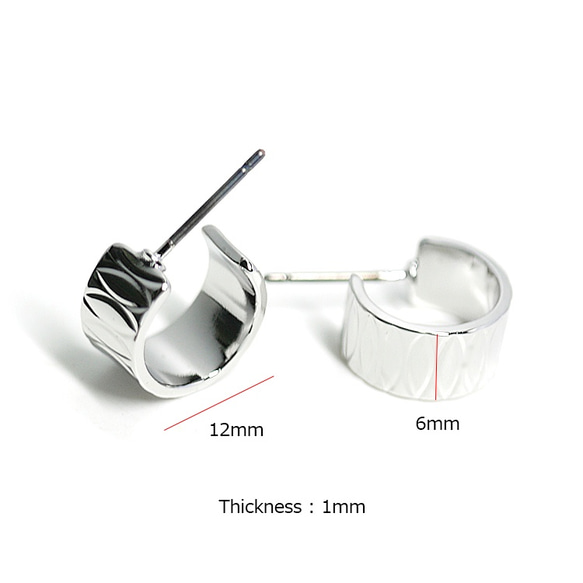 再次上架[1對]約12mm橢圓形光澤銀色鈦金屬芯圈形耳環，零件 第4張的照片