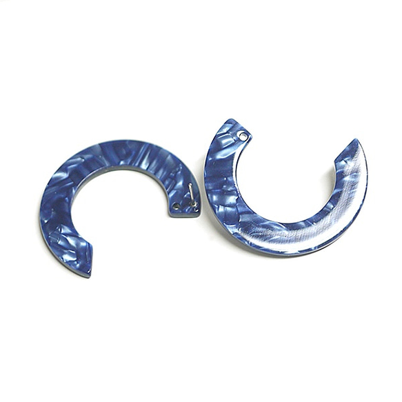 出售[1對]左右，帶孔和鈦金屬芯！海軍藍JADE彩色半圈式耳環，零件 第4張的照片
