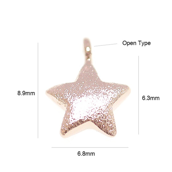 新品 [2 件] 紋理玫瑰金 Petit Star 星星圖案吊飾，帶垂直環 第3張的照片