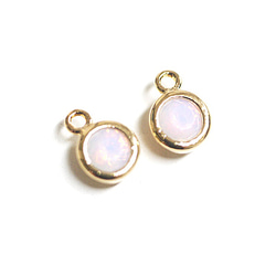 再次上架 [1 件] 誕生石！ October 粉紅碧璽彩色 CZ 黃金吊飾，零件 第2張的照片