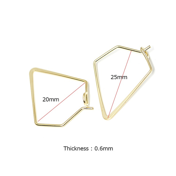 再次上架 [2 件] 啞光金尖三角三角耳環掛鉤、零件 第4張的照片