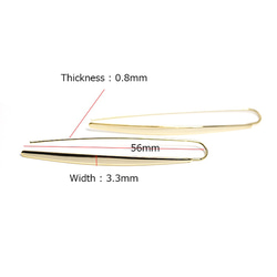 新作【1雙】超薄精緻約56mm簡約長款亮金色鉤形耳環，配件 第4張的照片
