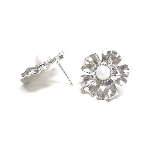 新[1對] SV925核心！珍珠向日葵瘋狂的銀罐用925銀耳環核心，零部件 第2張的照片
